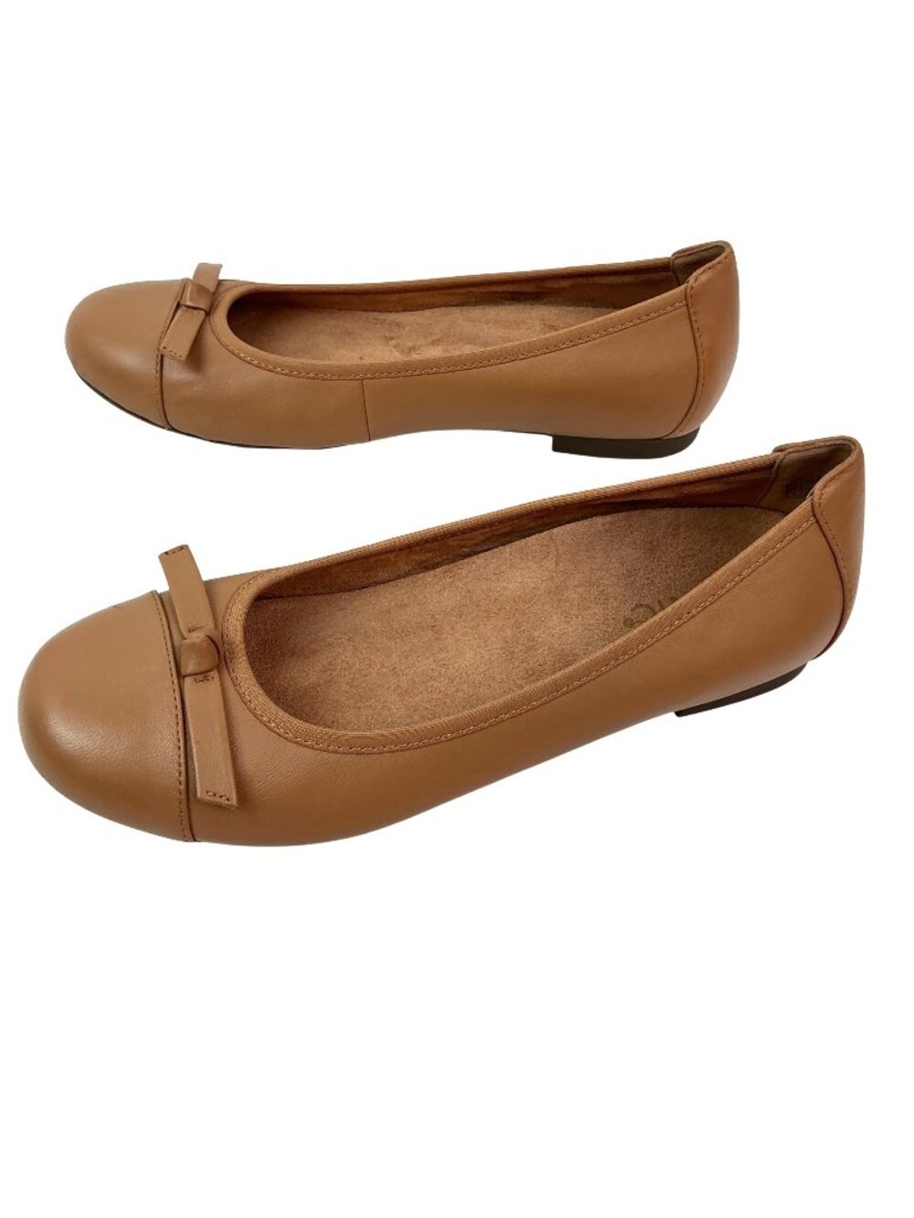 Vionic Amorie Skimmers Leather Ballet Flats Bow Accent Womens  8 Tan